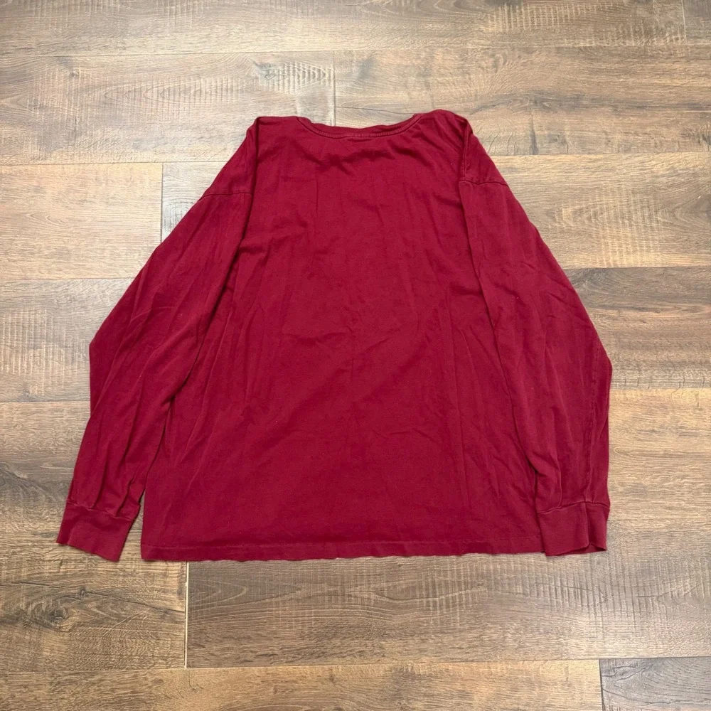 Polo Ralph Lauren Mens Long Sleeve T-Shirt Burgundy Maroon Yellow Pony XL
